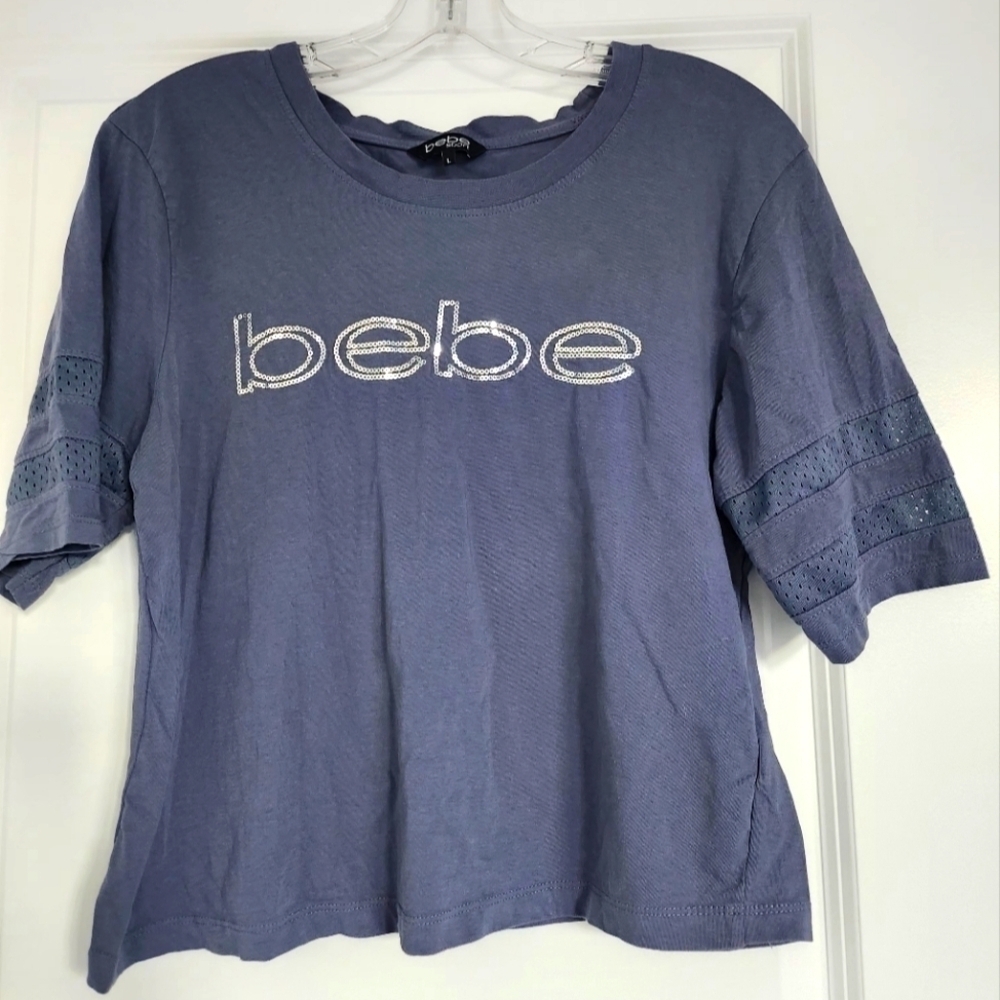 Bebe Sport Boxy Sequin T-shirt Size Large